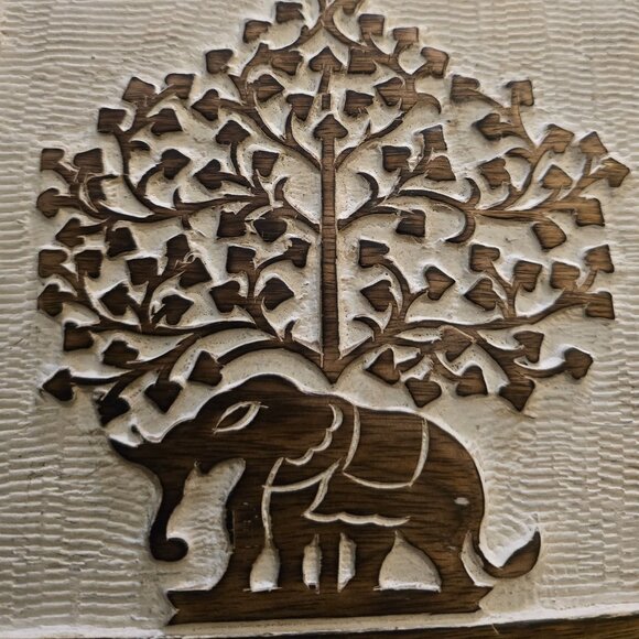 Carved Wood Elephant Box 7 x 7 - New - Picture 3 of 14